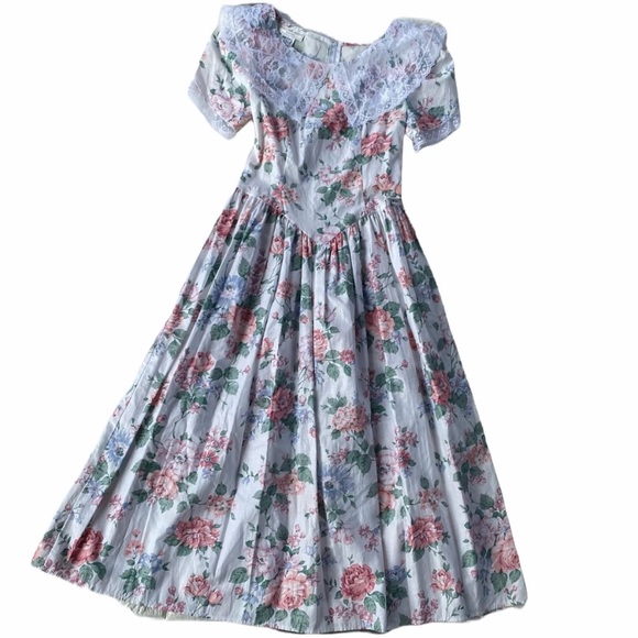 Vintage Dresses & Skirts - Vintage 80's Jessica McClintock Gunne Sax Lace Dress Size 5/6